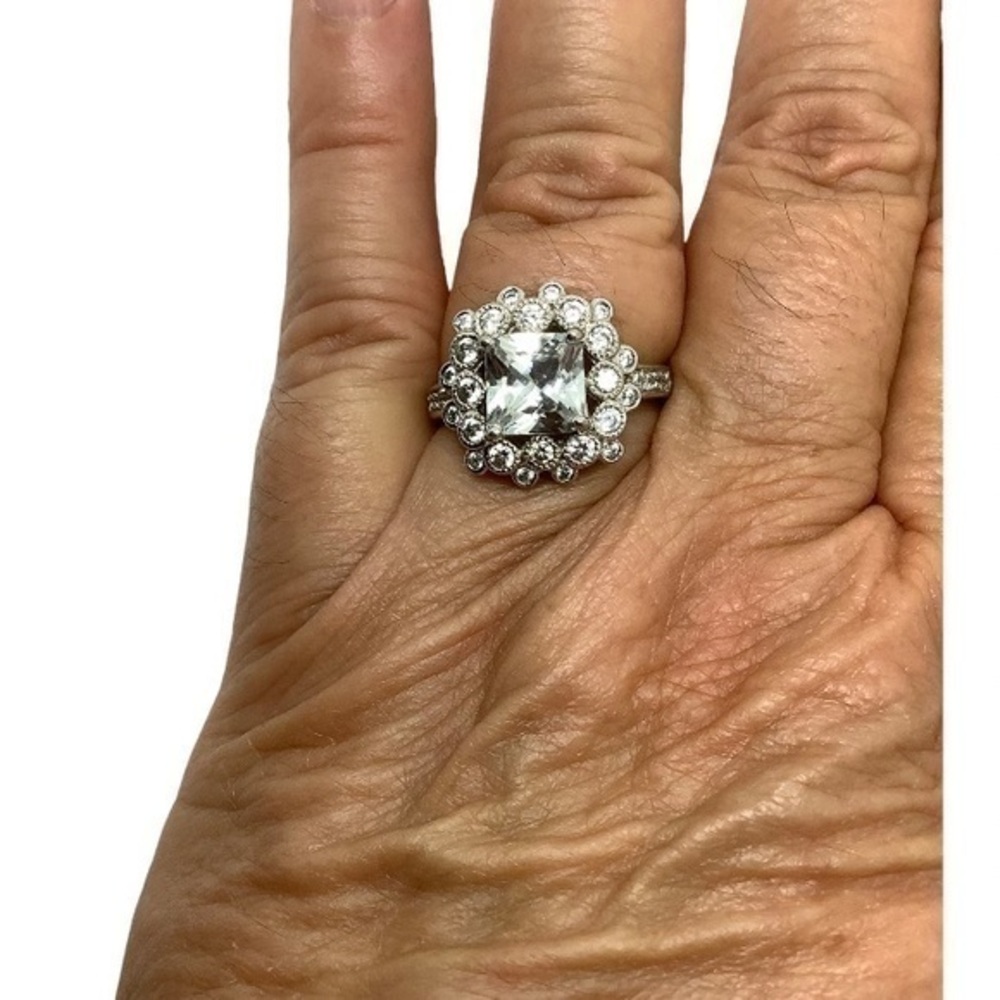Sterling silver CZ ring sparkling statement piece